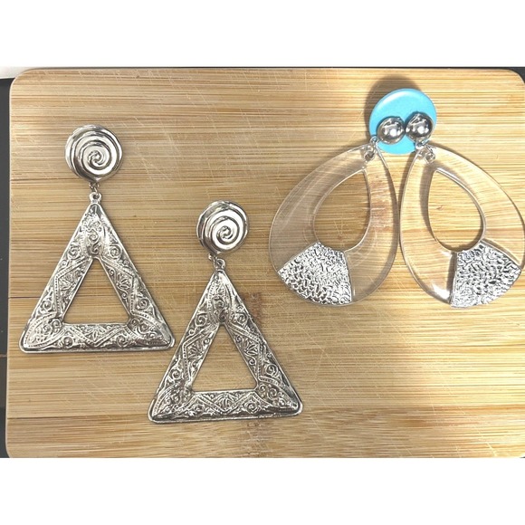 Unbranded Jewelry - Unbranded Statement Earring Bundle Women OS Silver Clear Geometric Vintage Style